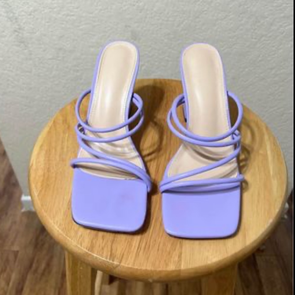 Brand New Shein Purple Strappy Heels 7.5 (38)